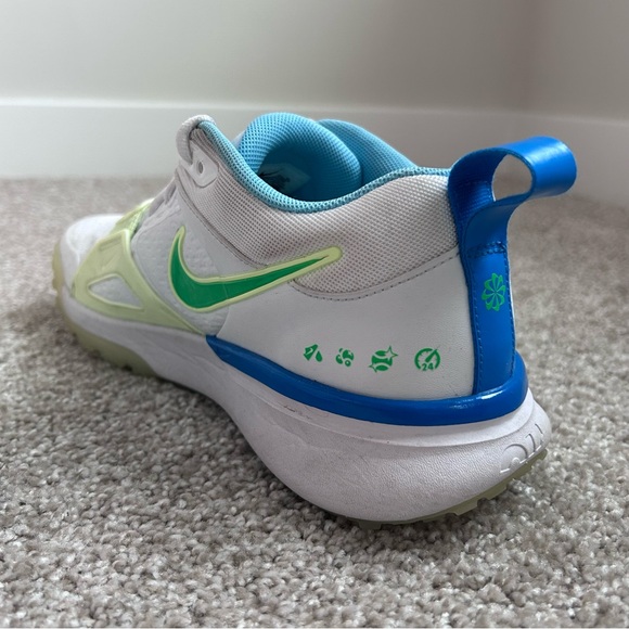 Nike Air Zoom Diamond Elite Turf White/Blue/Aquarius Blue Size 7.5 FQ7942-100 - Picture 9 of 15